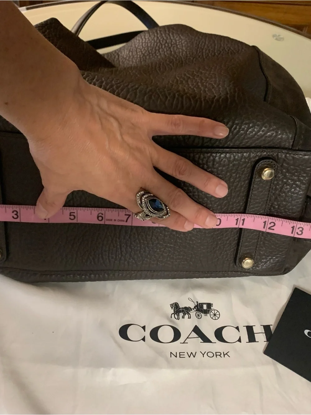 Coach Edie Shoulder Bag in Chestnut and Light Gold EUC.